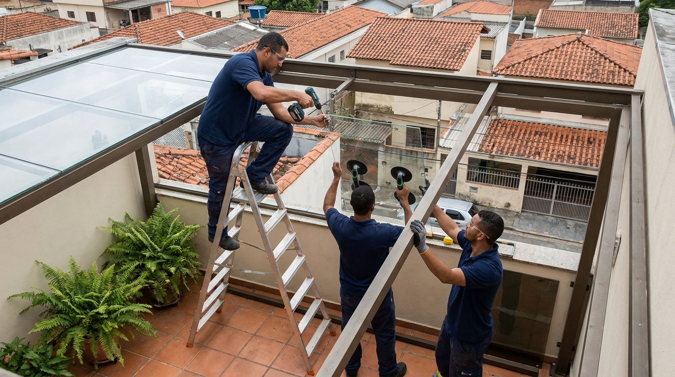 Cobertura De Entrada De Vidro em Uberaba‑MG