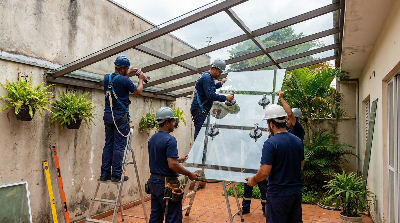 Cobertura De Vidro Com Aluminio em Uberaba‑MG
