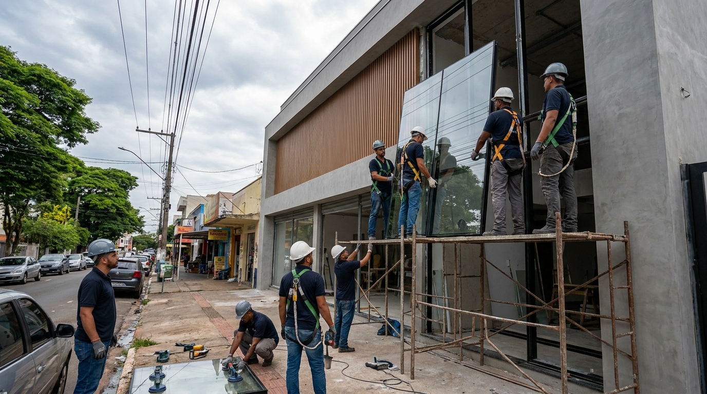 Fachada Comercial De Vidro em Ipatinga‑MG